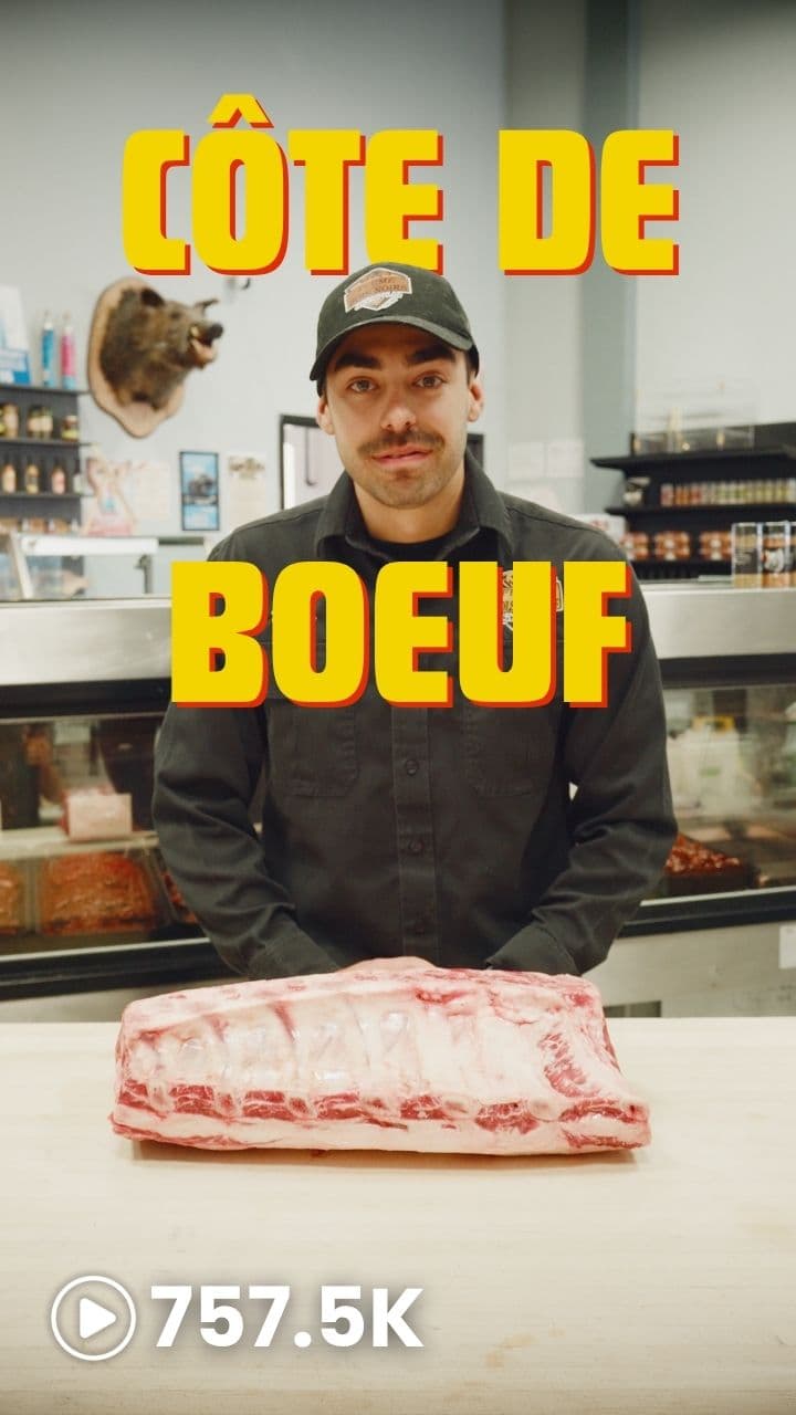 Vignette vidéo — présentation d'une côte de bœuf en boucherie